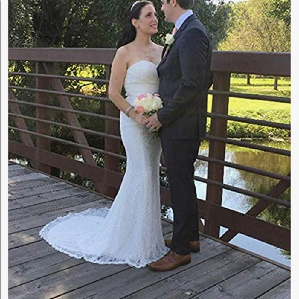 Women Lace Mermaid Bridal Wedding Dresses White16W
